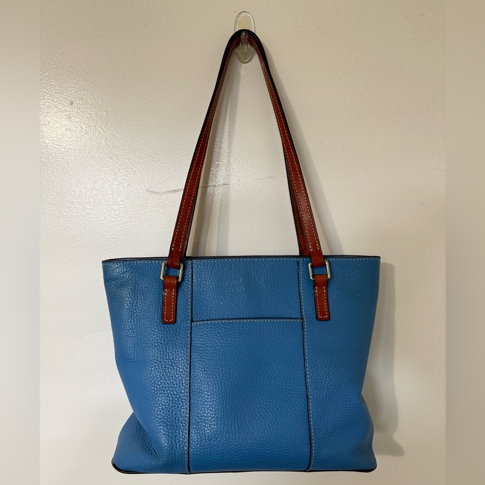 Dooney & Bourke Blue and Brown Leather Tote - Picture 3 of 12